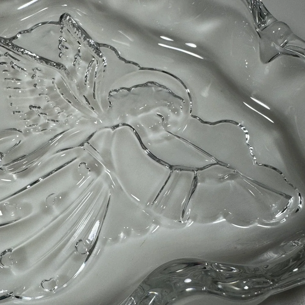 Mikasa‎ Candy Dish Clear Glass Angel Music Trumpet Cloud Shape Trinket Tray 7.5